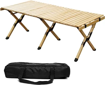 Folding Camping Table Aluminum Alloy Outdoor Roll-Up Table with Storage Bag