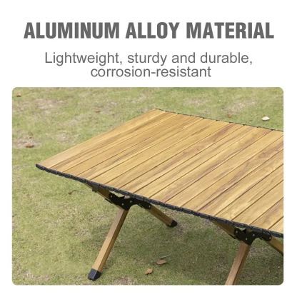 Folding Camping Table Aluminum Alloy Outdoor Roll-Up Table with Storage Bag - Image 2