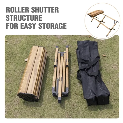 Folding Camping Table Aluminum Alloy Outdoor Roll-Up Table with Storage Bag - Image 4