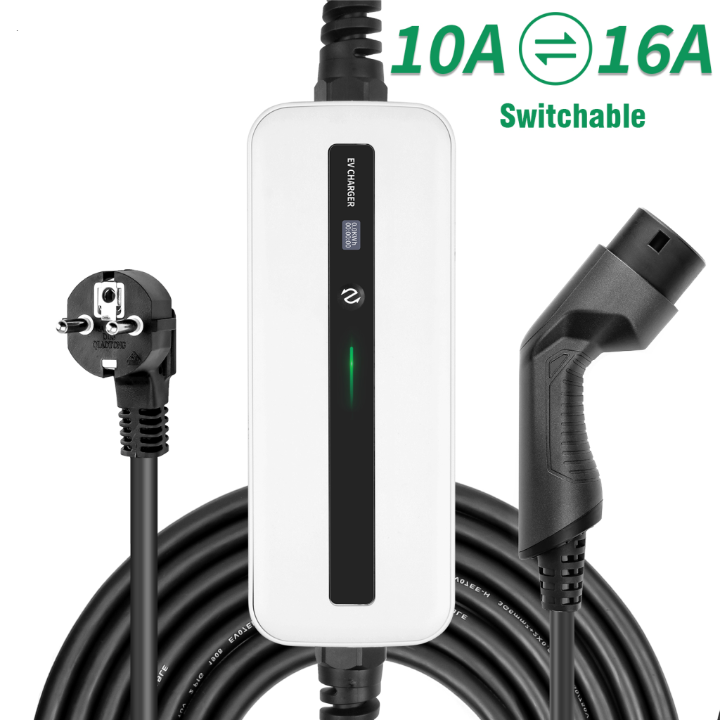 Adaptateur Type 2 Vers Prise Schuko 16A – Pour Voiture Électrique, Vélo, Scooter – Charge Jusqu'à 3.5 KW