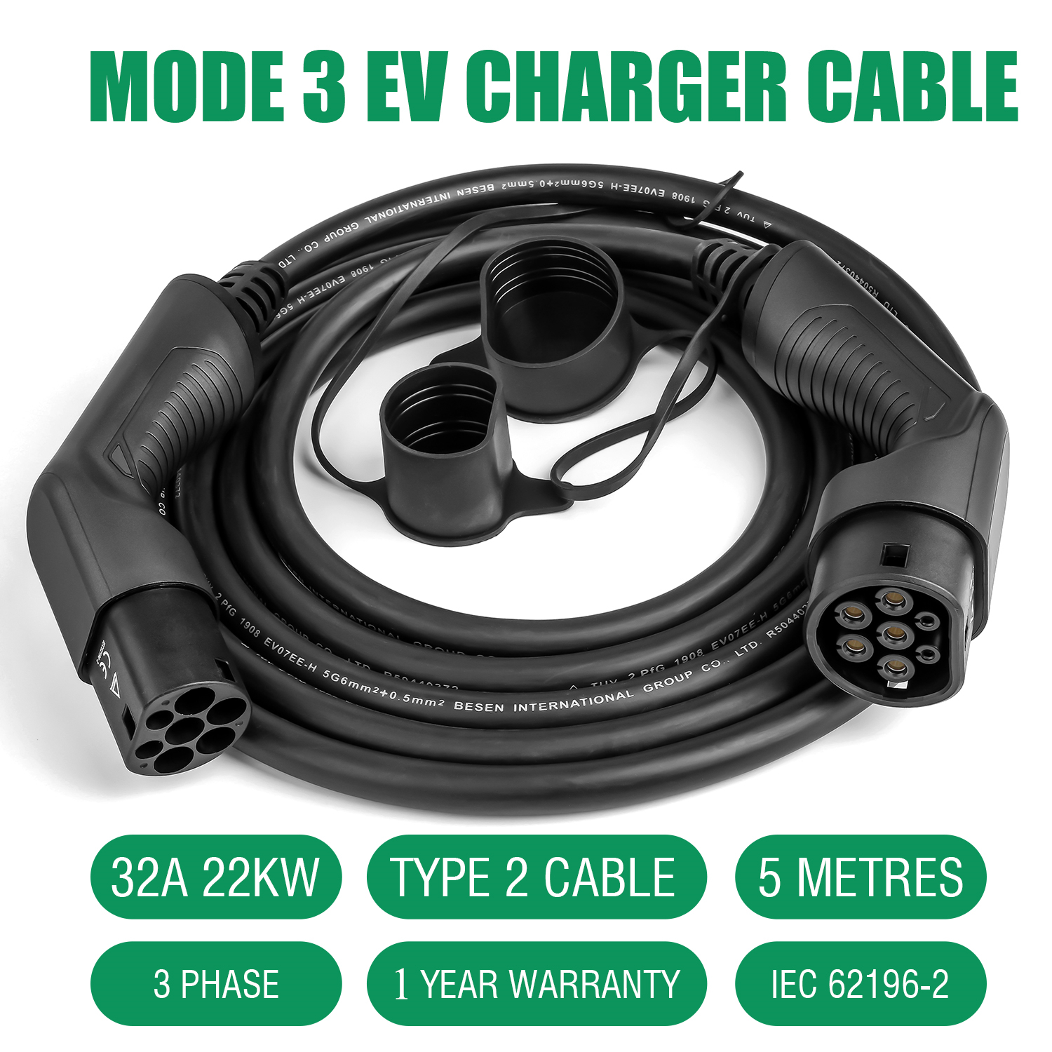 EV Charging Cable 32A 22KW Three Phase Electric Vehicle Cord for Car Charger Station Type 2 EVSE - Image 4
